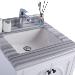 Laviva Odyssey 24" White Bathroom Vanity with White Stripes Marble Countertop