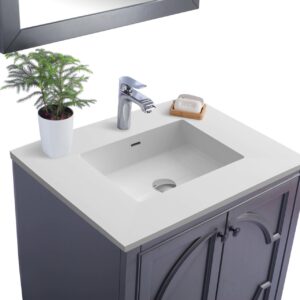 Laviva Odyssey 30" Maple Grey Bathroom Vanity with Matte White VIVA Stone Solid Surface Countertop