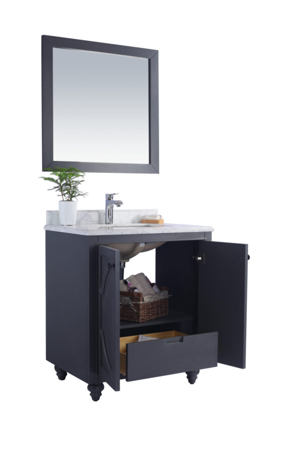 Laviva Odyssey 30" Maple Grey Bathroom Vanity with Matte White VIVA Stone Solid Surface Countertop