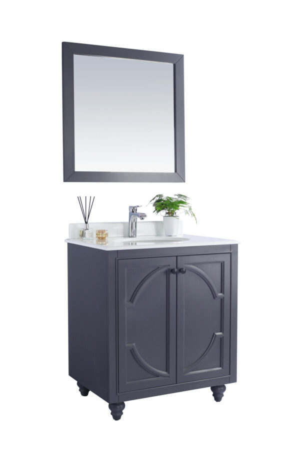 Laviva Odyssey 30" Maple Grey Bathroom Vanity with Pure White Phoenix Stone Countertop