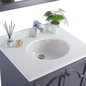 Laviva Odyssey 30" Maple Grey Bathroom Vanity with Pure White Phoenix Stone Countertop