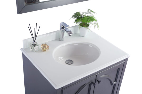 Laviva Odyssey 30" Maple Grey Bathroom Vanity with Pure White Phoenix Stone Countertop