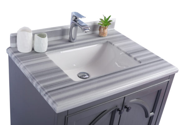 Laviva Odyssey 30" Maple Grey Bathroom Vanity with White Stripes Marble Countertop