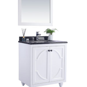 Laviva Odyssey 30" White Bathroom Vanity with Black Wood Marble Countertop