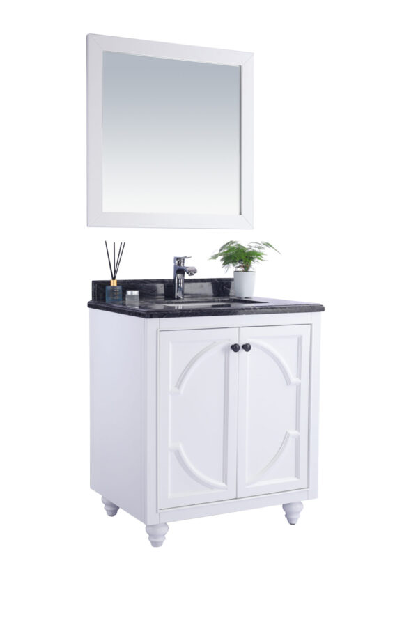 Laviva Odyssey 30" White Bathroom Vanity with Black Wood Marble Countertop