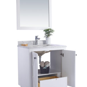 Laviva Odyssey 30" White Bathroom Vanity with Black Wood Marble Countertop