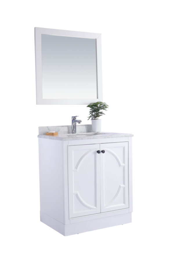 Laviva Odyssey 30" White Bathroom Vanity with Black Wood Marble Countertop