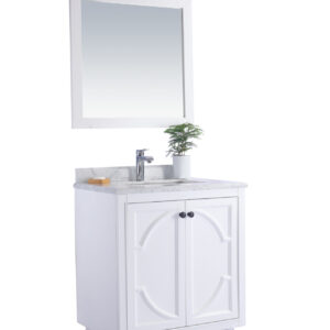 Laviva Odyssey 30" White Bathroom Vanity with White Carrara Marble Countertop