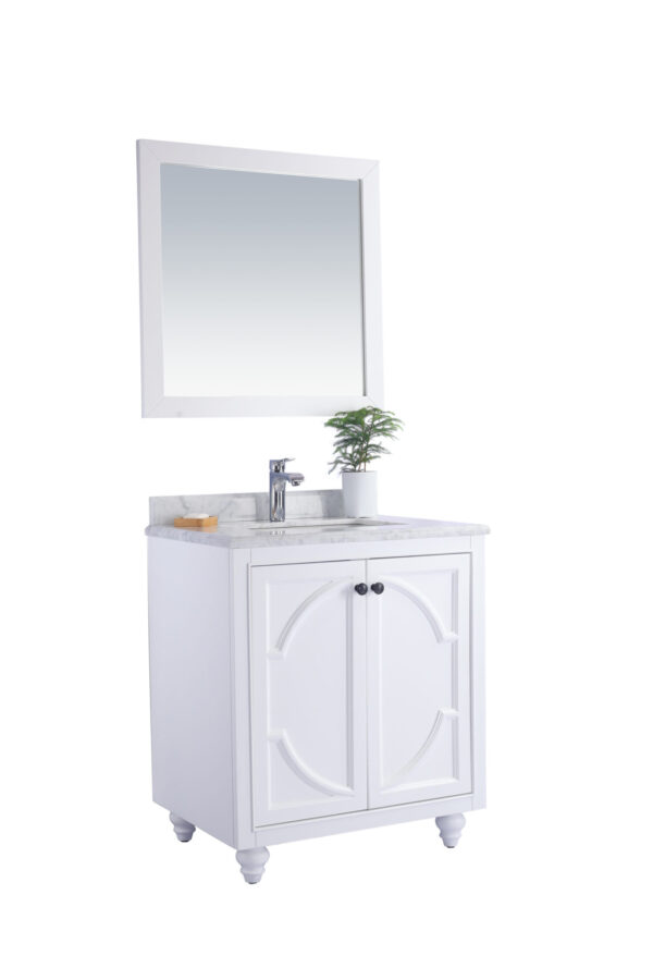 Laviva Odyssey 30" White Bathroom Vanity with White Carrara Marble Countertop