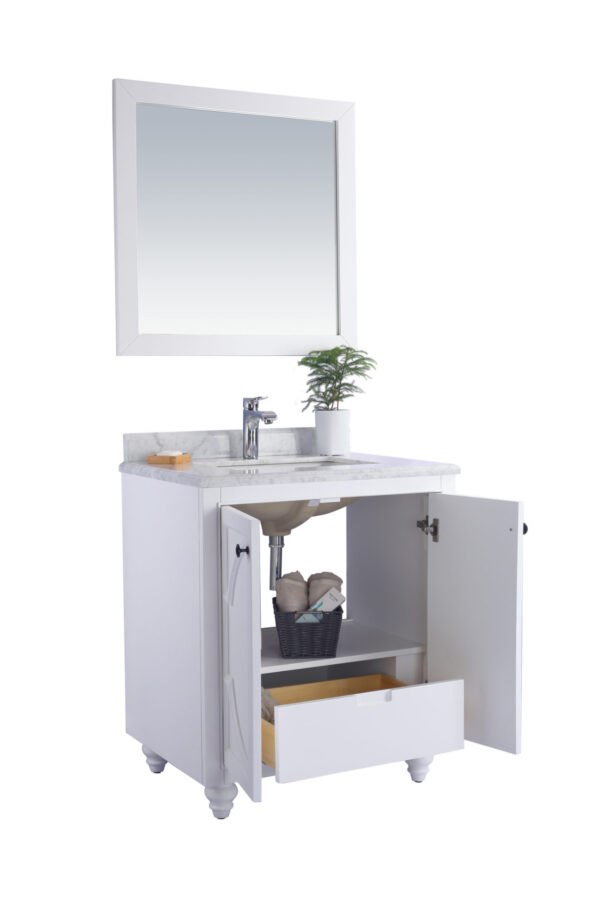 Laviva Odyssey 30" White Bathroom Vanity with White Carrara Marble Countertop