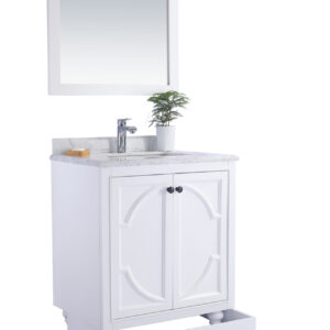 Laviva Odyssey 30" White Bathroom Vanity with White Carrara Marble Countertop