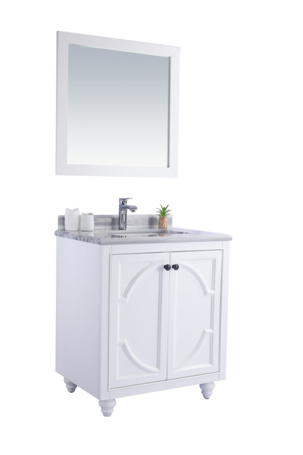 Laviva Odyssey 30" White Bathroom Vanity with White Stripes Marble Countertop