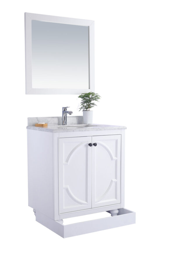 Laviva Odyssey 30" White Bathroom Vanity with White Stripes Marble Countertop