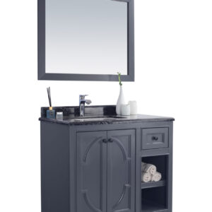 Laviva Odyssey 36" Maple Grey Bathroom Vanity with Black Wood Marble Countertop