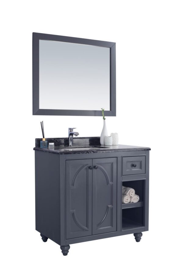 Laviva Odyssey 36" Maple Grey Bathroom Vanity with Black Wood Marble Countertop