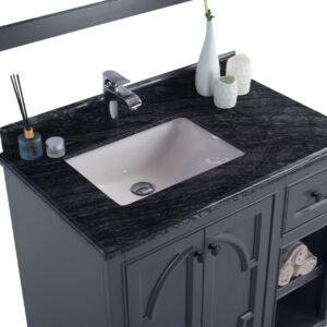 Laviva Odyssey 36" Maple Grey Bathroom Vanity with Black Wood Marble Countertop