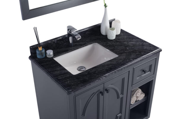 Laviva Odyssey 36" Maple Grey Bathroom Vanity with Black Wood Marble Countertop