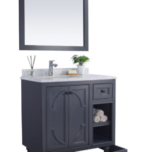 Laviva Odyssey 36" Maple Grey Bathroom Vanity with Black Wood Marble Countertop