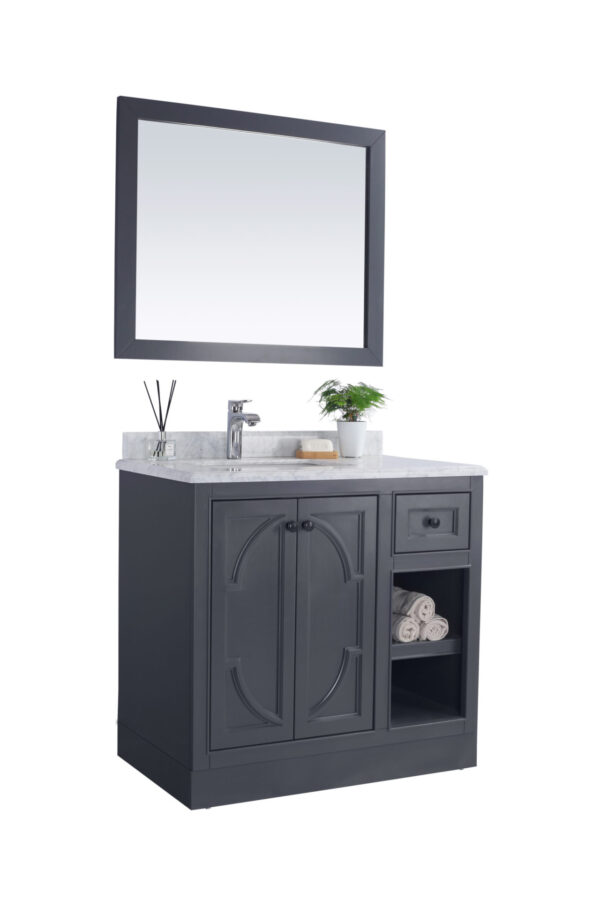 Laviva Odyssey 36" Maple Grey Bathroom Vanity with Black Wood Marble Countertop