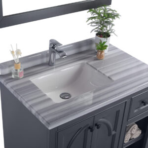 Laviva Odyssey 36" Maple Grey Bathroom Vanity with White Stripes Marble Countertop