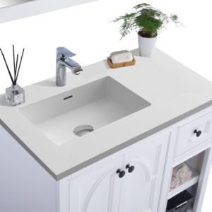 Laviva Odyssey 36" White Bathroom Vanity with Matte White VIVA Stone Solid Surface Countertop