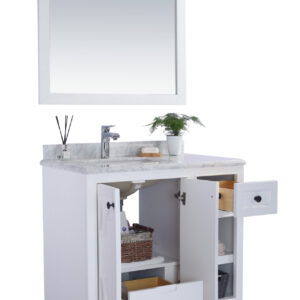 Laviva Odyssey 36" White Bathroom Vanity with Matte White VIVA Stone Solid Surface Countertop