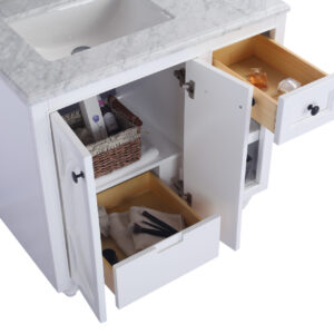 Laviva Odyssey 36" White Bathroom Vanity with Matte White VIVA Stone Solid Surface Countertop