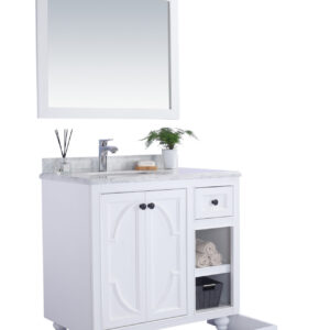 Laviva Odyssey 36" White Bathroom Vanity with Matte White VIVA Stone Solid Surface Countertop