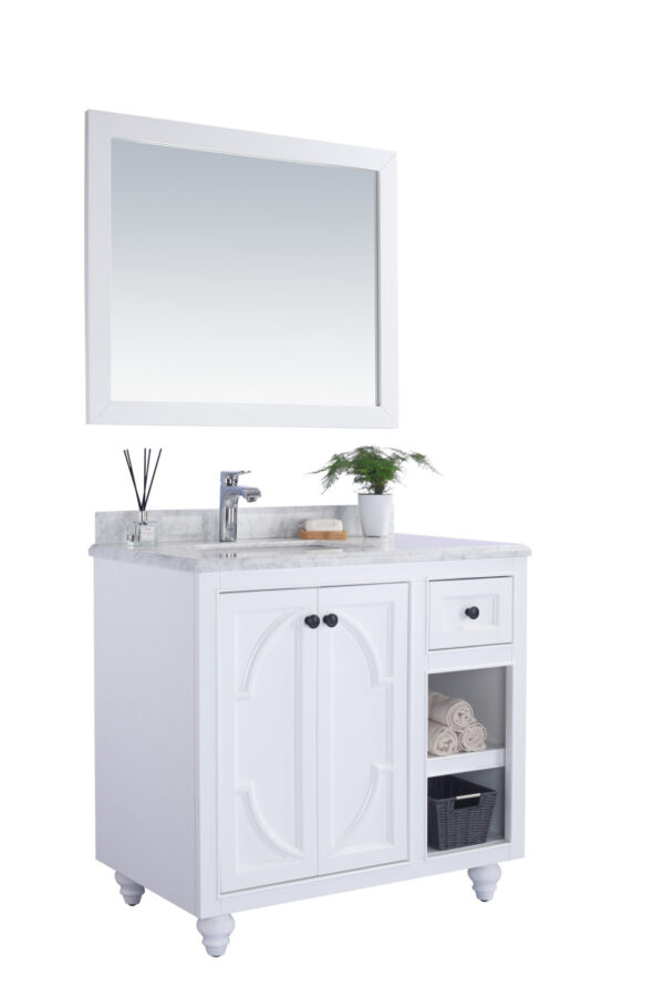 Laviva Odyssey 36" White Bathroom Vanity with White Carrara Marble Countertop