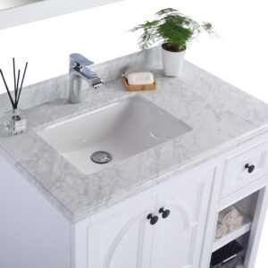 Laviva Odyssey 36" White Bathroom Vanity with White Carrara Marble Countertop