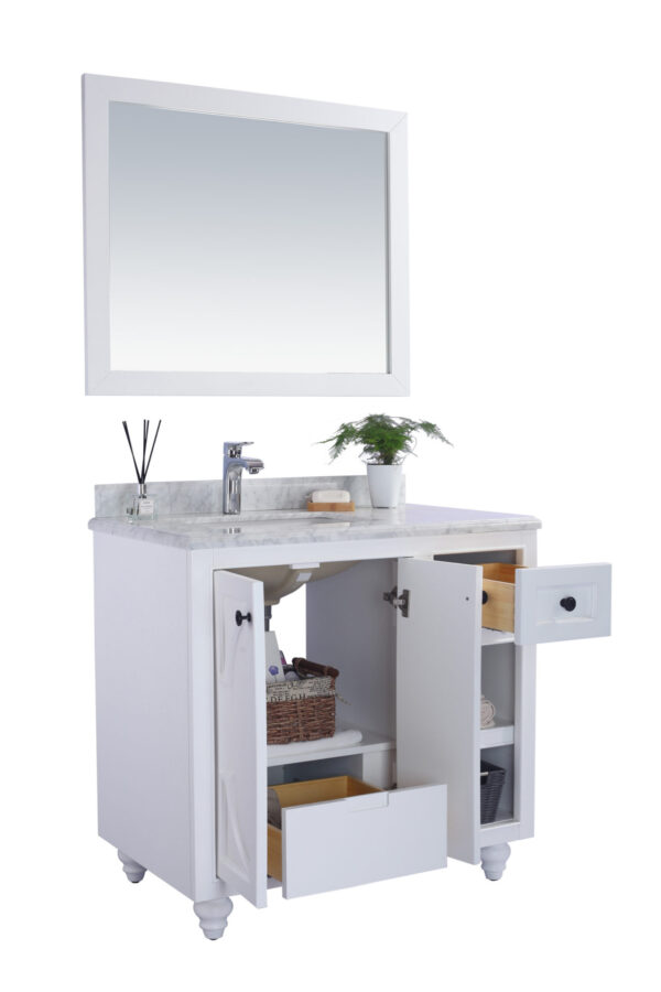 Laviva Odyssey 36" White Bathroom Vanity with White Carrara Marble Countertop