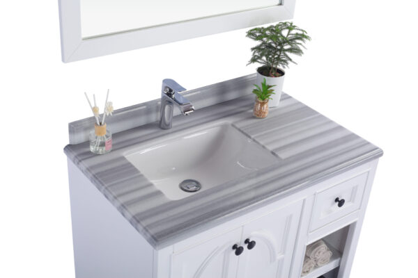 Laviva Odyssey 36" White Bathroom Vanity with White Stripes Marble Countertop