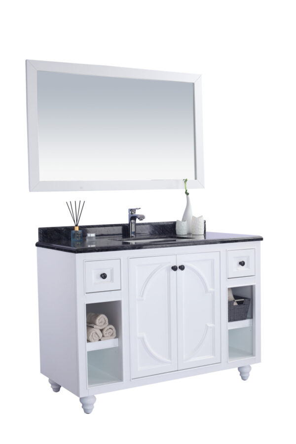 Laviva Odyssey 48" White Bathroom Vanity with Black Wood Marble Countertop