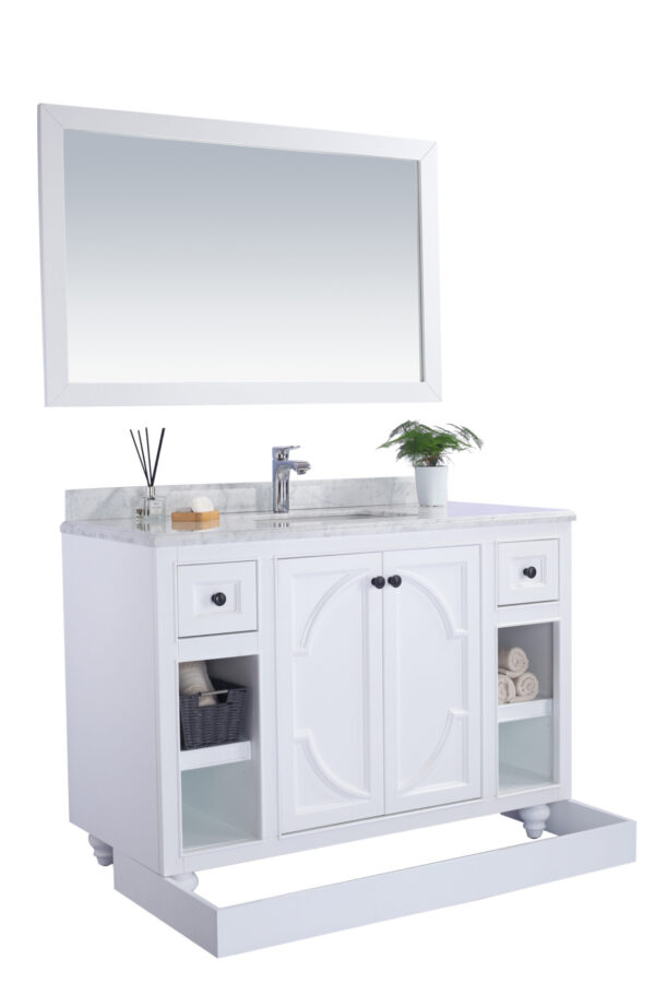 Laviva Odyssey 48" White Bathroom Vanity with Black Wood Marble Countertop