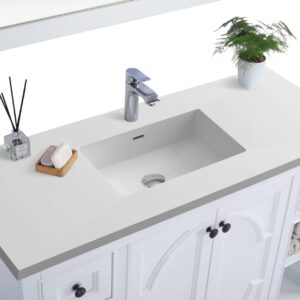 Laviva Odyssey 48" White Bathroom Vanity with Matte White VIVA Stone Solid Surface Countertop