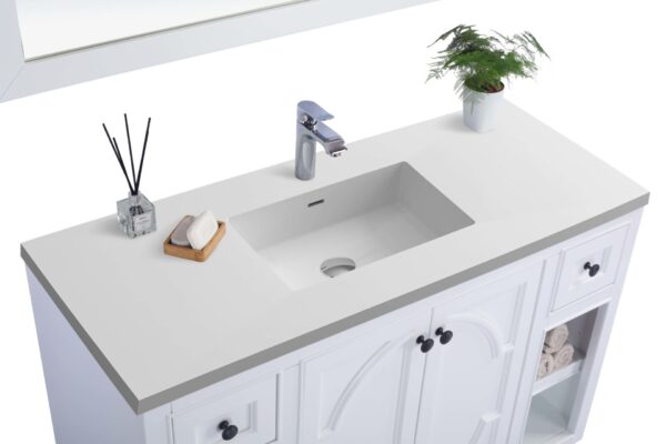 Laviva Odyssey 48" White Bathroom Vanity with Matte White VIVA Stone Solid Surface Countertop