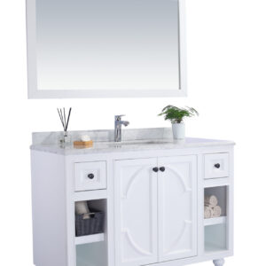 Laviva Odyssey 48" White Bathroom Vanity with White Carrara Marble Countertop