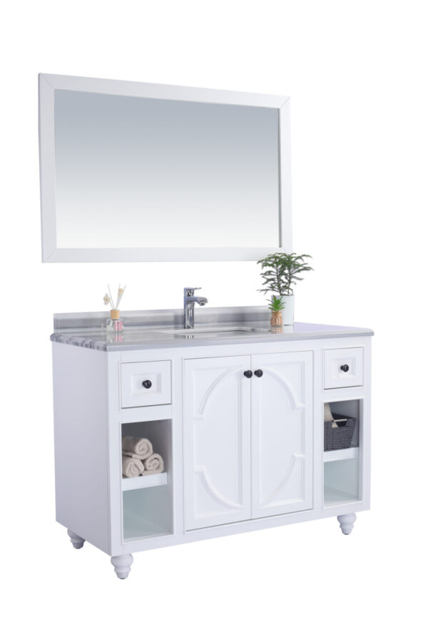 Laviva Odyssey 48" White Bathroom Vanity with White Stripes Marble Countertop