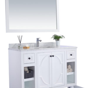 Laviva Odyssey 48" White Bathroom Vanity with White Stripes Marble Countertop