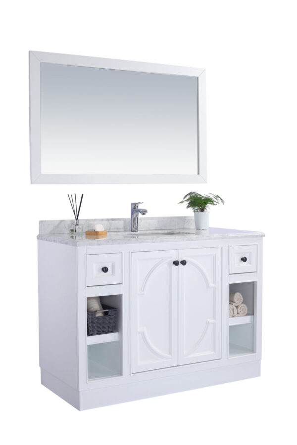 Laviva Odyssey 48" White Bathroom Vanity with White Stripes Marble Countertop