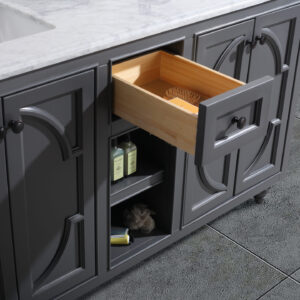 Laviva Odyssey 60" Maple Grey Double Sink Bathroom Vanity with Black Wood Marble Countertop