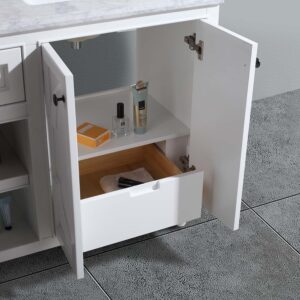 Laviva Odyssey 60" White Double Sink Bathroom Vanity with Matte White VIVA Stone Solid Surface Countertop