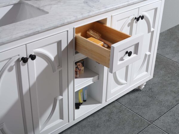 Laviva Odyssey 60" White Double Sink Bathroom Vanity with White Carrara Marble Countertop