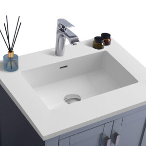 Laviva Wilson 24" Grey Bathroom Vanity with Matte White VIVA Stone Solid Surface Countertop