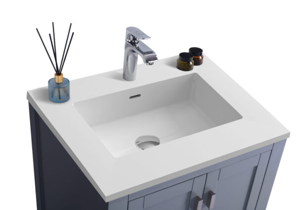 Laviva Wilson 24" Grey Bathroom Vanity with Matte White VIVA Stone Solid Surface Countertop