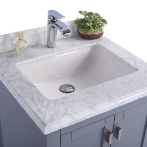 Laviva Wilson 24" Grey Bathroom Vanity with White Carrara Marble Countertop