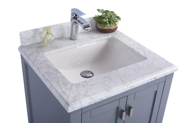 Laviva Wilson 24" Grey Bathroom Vanity with White Carrara Marble Countertop