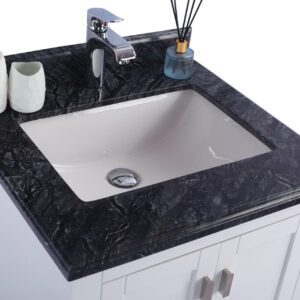 Laviva Wilson 24" White Bathroom Vanity with Black Wood Marble Countertop