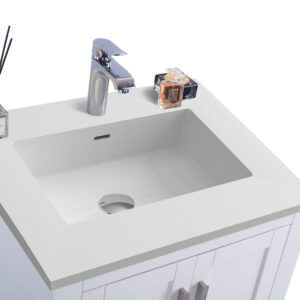 Laviva Wilson 24" White Bathroom Vanity with Matte White VIVA Stone Solid Surface Countertop