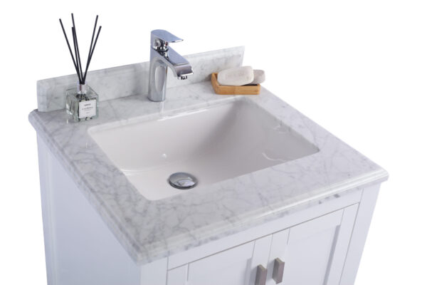 Laviva Wilson 24" White Bathroom Vanity with White Carrara Marble Countertop